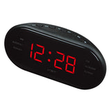 Max Maxb Digital LED Display Clock AM FM Radio Alarm Clock With Dual Alarm EU Red