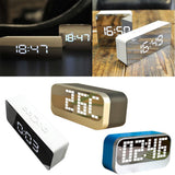 Maxbell 2Pieces Portable Mirror Alarm Clock Calendar Night Light Digital Alarm Clock