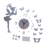 Creative 3D Wall Clock Mirror Stickers Decals For Home Room DIY Decor Silver