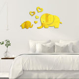 Max Maxb 3D Mirror Elephant Removable Decal Wall Sticker DIY Decorative Mural -Gold