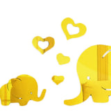 Max Maxb 3D Mirror Elephant Removable Decal Wall Sticker DIY Decorative Mural -Gold