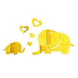 Max Maxb 3D Mirror Elephant Removable Decal Wall Sticker DIY Decorative Mural -Gold