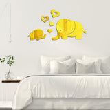 Max Maxb 3D Mirror Elephant Removable Decal Wall Sticker DIY Decorative Mural -Gold