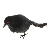 Max Artificial Feathered Small Crows Birds Ravens Props Halloween Decor #2 Black