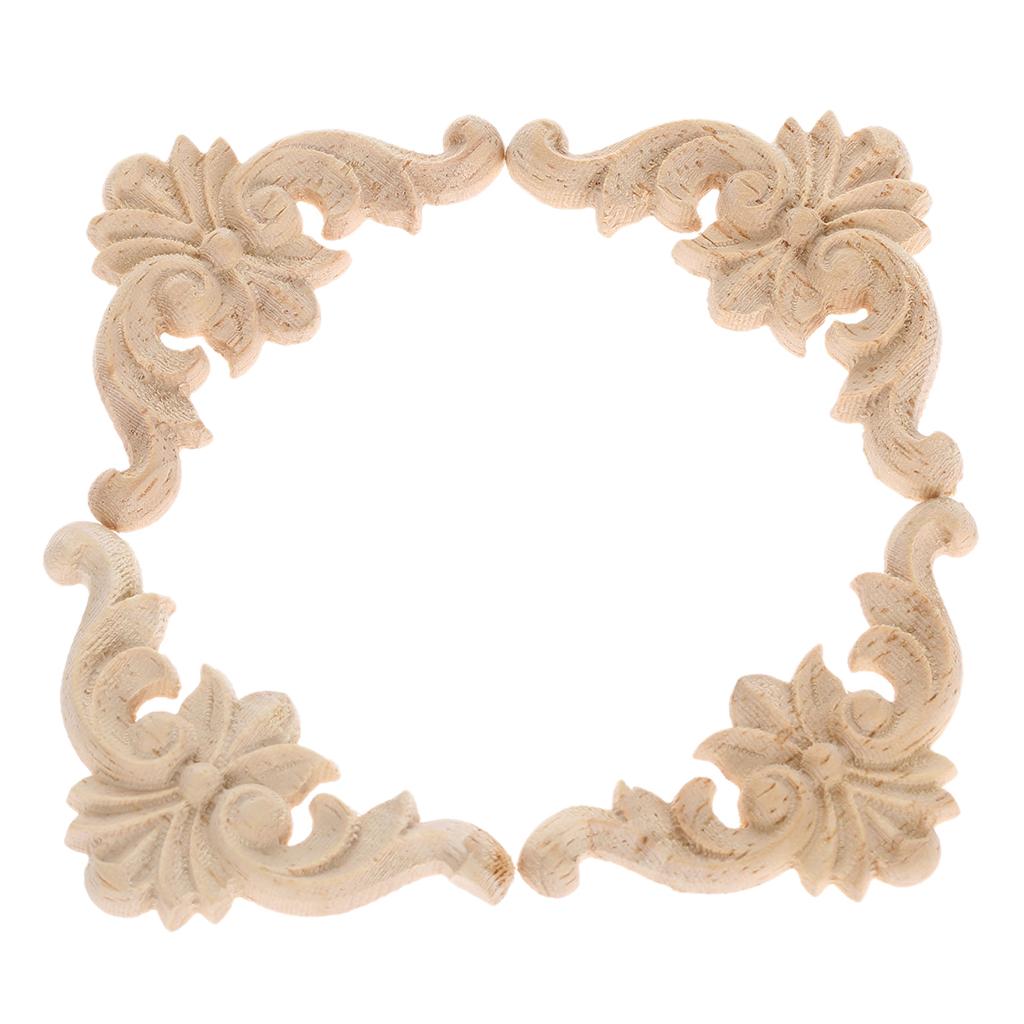 Max Wood Carved Applique Frame Corner Onlay Furniture Decor #1 11x5.4cm