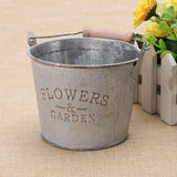 Max Shabby Chic Galvanised Metal Iron Flower Plants Bucket Flower Vase Pot #1