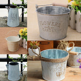 Max Shabby Chic Galvanised Metal Iron Flower Plants Bucket Flower Vase Pot #1