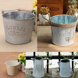 Max Shabby Chic Galvanised Metal Iron Flower Plants Bucket Flower Vase Pot #1