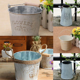 Max Shabby Chic Galvanised Metal Iron Flower Plants Bucket Flower Vase Pot #1