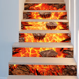 6pcs/set 3D PVC Adhesive Stair Sticker Staircase Mural Volcano