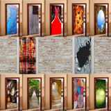 3D Door Wall Door Stickers Decal Self Adhesive Mural Decor Colorful wall