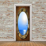 3D Door Wall Door Stickers Decal Self Adhesive Mural Decor Blue Ocean