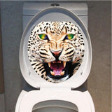 Max Maxb Creative 3D Toilet Stickers Bathroom Decorative Decals Green-eyed Leopard