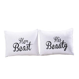 1 Pair Rectangle Couple Throw Pillow Cases Cushion Covers Home Bedroom Decor Letters-50cmx90cm