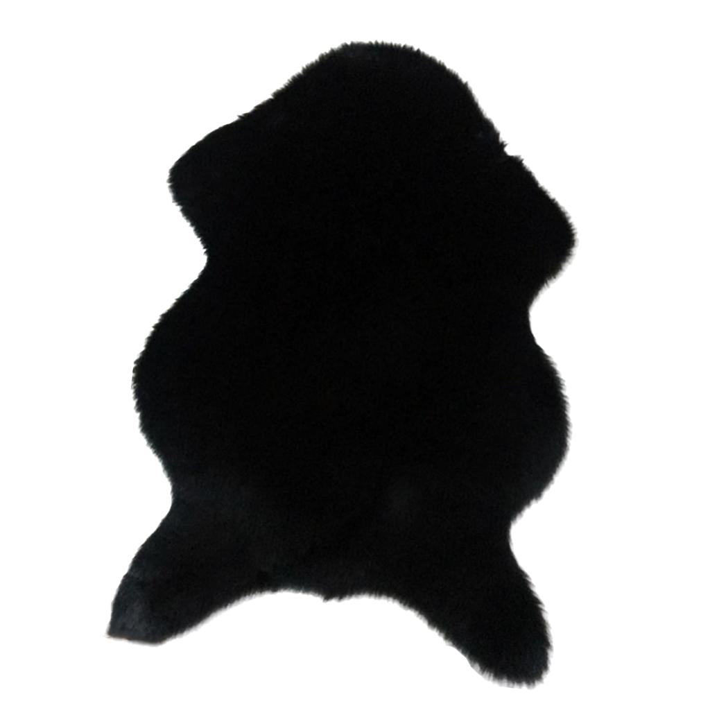 Max Non Slip Imitation Wool Fur Carpet Chair Cushion Bedroom Faux Mat Black