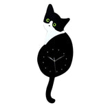 3D Tail Wagging Cat Dog Wall Clock Silence Clock Bedroom Home Decoration Green Eye Cat