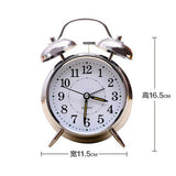 4'' Classic Non-ticking Quartz Analog Clock Nightlight Twin Bell Table Desktop Alarm Clock Silver