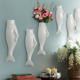 Maxbell Fish Ceramic Wall Hanging Plant Vase Mural For Hotel Cafe Decoration Style C