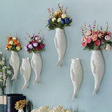 Maxbell Fish Ceramic Wall Hanging Plant Vase Mural For Hotel Cafe Decoration Style C