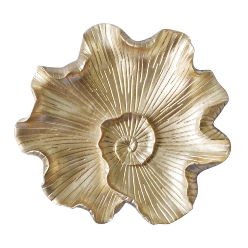 Maxbell Resin Wall Decoration Ornament for Home Background Decor Golden Lotus Leaf M