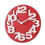 Decoratve 3D Wall Clock Creative Analog Clock for Home Kitchen Bedroom Red