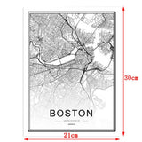 Maxbell Nordic World City Map Poster Art Canvas Painting Home Decor 1# 21x30cm
