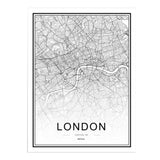 Maxbell Nordic World City Map Poster Art Canvas Painting Home Decor 4# 30x40cm