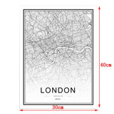 Maxbell Nordic World City Map Poster Art Canvas Painting Home Decor 4# 30x40cm