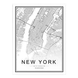 Maxbell Nordic World City Map Poster Art Canvas Painting Home Decor 6#  30x40cm