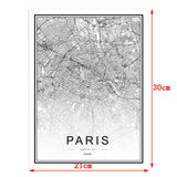 Maxbell Nordic World City Map Poster Art Canvas Painting Home Decor 7# 21x30cm