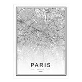 Maxbell Nordic World City Map Poster Art Canvas Painting Home Decor 8# 30x40cm