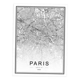 Maxbell Nordic World City Map Poster Art Canvas Painting Home Decor 8# 30x40cm