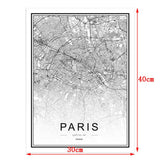 Maxbell Nordic World City Map Poster Art Canvas Painting Home Decor 8# 30x40cm