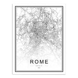 Maxbell Nordic World City Map Poster Art Canvas Painting Home Decor 10# 30x40cm