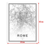 Maxbell Nordic World City Map Poster Art Canvas Painting Home Decor 10# 30x40cm