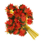 Maxbell 12x Fall Fake Silk Leaves Wedding Favor Autumn Maple Leaf Decor Autumn Red