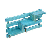 Maxbell Wall Mounted Home Entryway Organizer Display Shelf Rack with 3 Key Hooks Blue