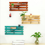 Maxbell Wall Mounted Home Entryway Organizer Display Shelf Rack with 3 Key Hooks Blue