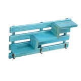 Maxbell Wall Mounted Home Entryway Organizer Display Shelf Rack with 3 Key Hooks Blue