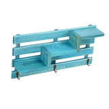 Maxbell Wall Mounted Home Entryway Organizer Display Shelf Rack with 3 Key Hooks Blue
