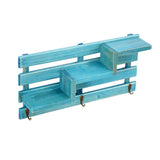 Maxbell Wall Mounted Home Entryway Organizer Display Shelf Rack with 3 Key Hooks Blue
