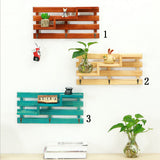 Maxbell Wall Mounted Home Entryway Organizer Display Shelf Rack with 3 Key Hooks Blue