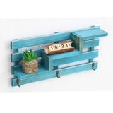 Maxbell Wall Mounted Home Entryway Organizer Display Shelf Rack with 3 Key Hooks Blue