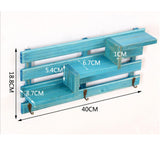 Maxbell Wall Mounted Home Entryway Organizer Display Shelf Rack with 3 Key Hooks Blue