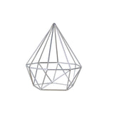 Maxbell Modern 3D Geometric Diamond Shaped Iron Desktop Ornament Home Decor Silver S