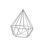 Maxbell Modern 3D Geometric Diamond Shaped Iron Desktop Ornament Home Decor Silver S