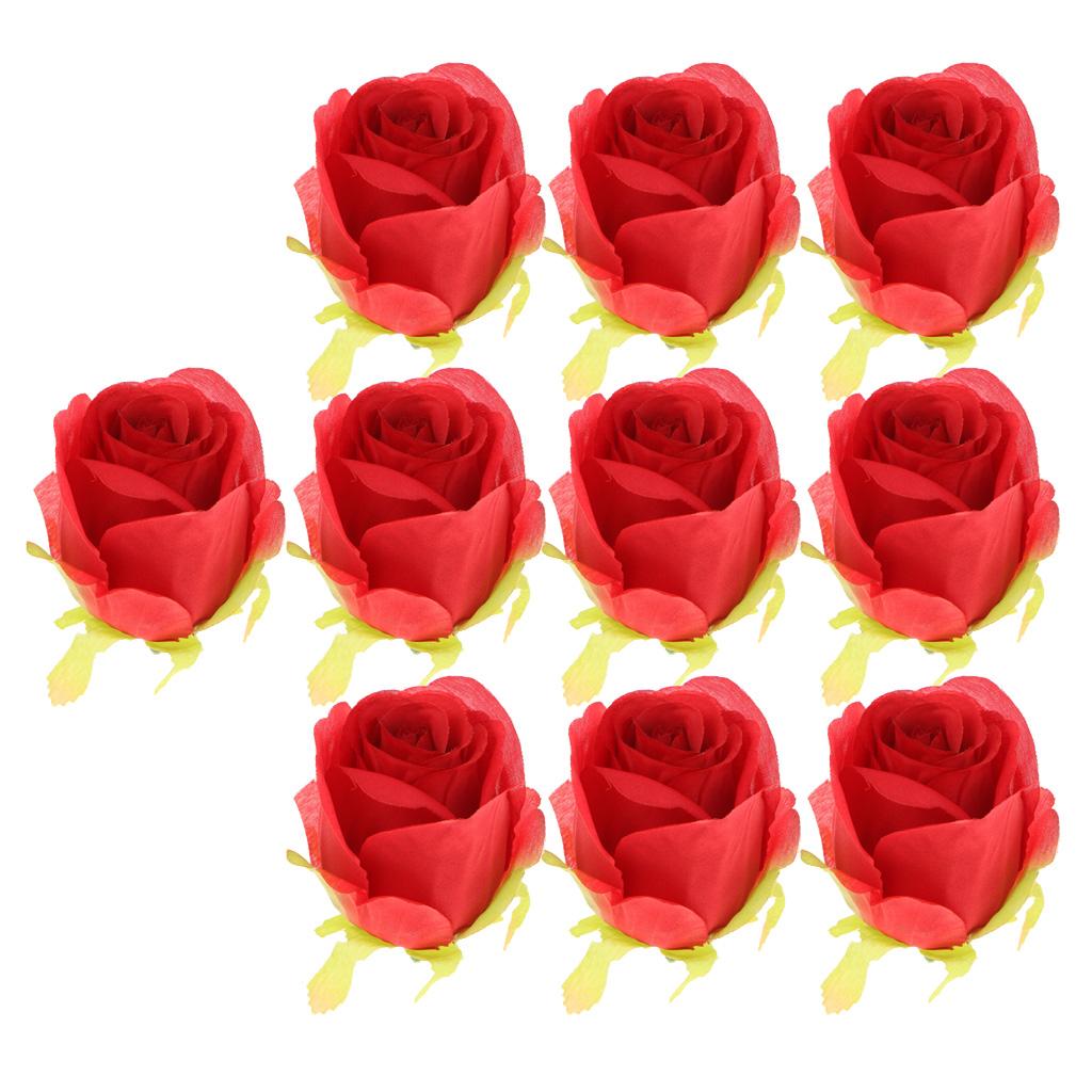 10x Silk Rose Flower Heads Artificial Rose Head for Home Wedding Decor Red