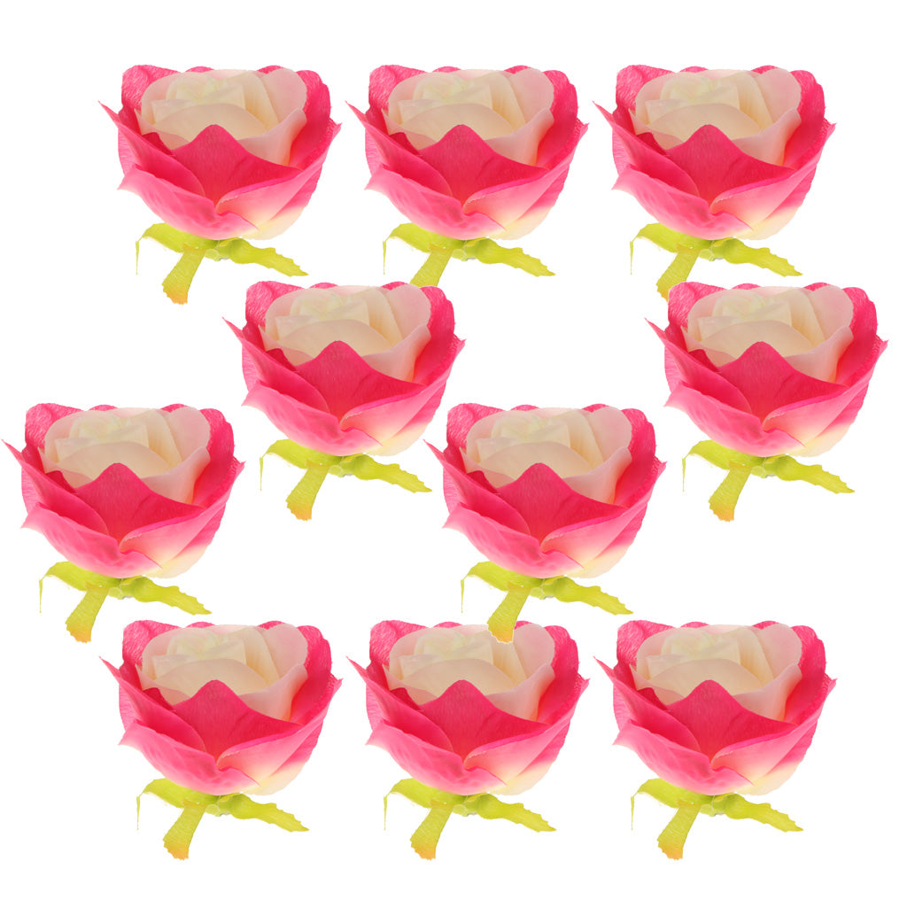 Artificial Flowers Blush Roses 10Pcs Fake Roses Heads DIY Wedding Bouquets Rose Pink