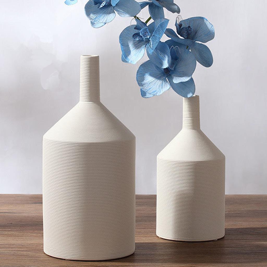 Thread Ceramic Flower Vase Flower Arrangement Flowerpot Art Craft White