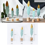 Max Creative Iron Feather Shaped Decorative Desk Ornaments Home Decor Green L